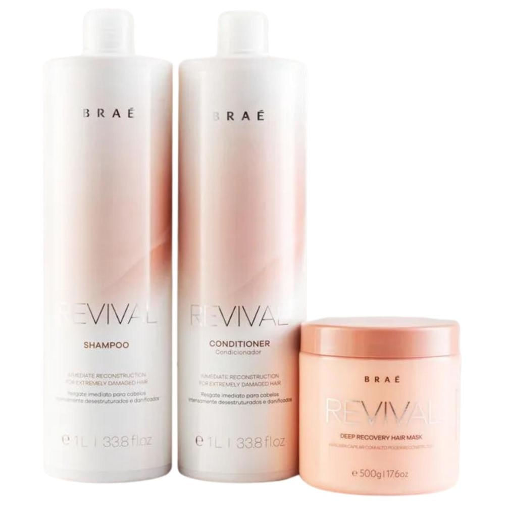 BRAÉ Revival Shampoo Condicionador Máscara Revitalização 1L
