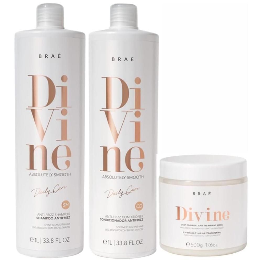 Braé Divine Shampoo Condicionador Máscara Antifrizz Grande