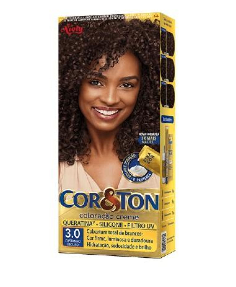 Tinta De Cabelo Permanente Cor&Ton Niely - 3.0 Castanho Escuro