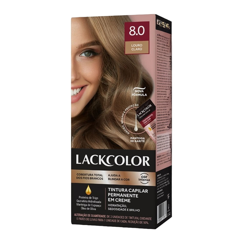 Tintura 8.0 Louro Claro Lack Color Creme Kit Duplo
