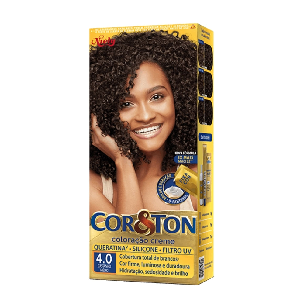 Tinta De Cabelo Permanente Cor&Ton Niely - 4.0 Castanho Médio