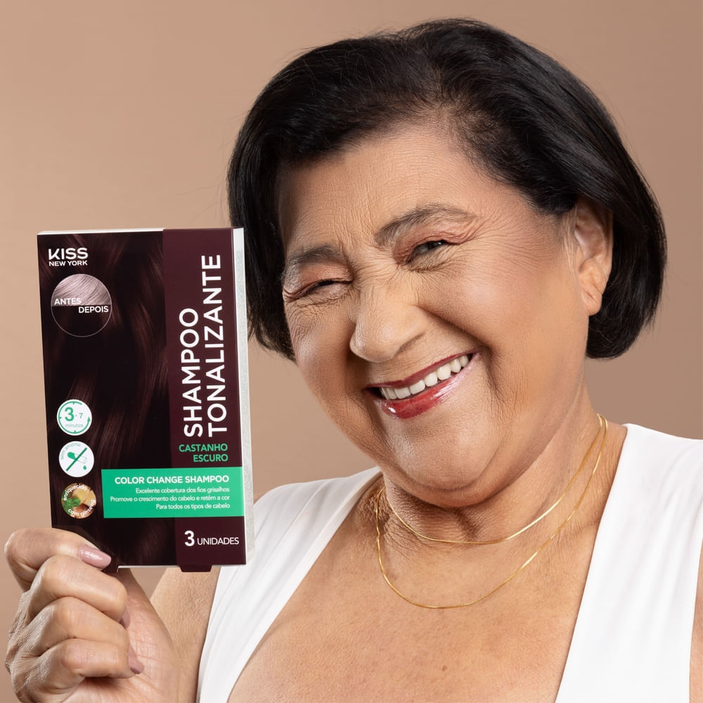 Kit com 4 Shampoos Tonalizante Color Change Castanho Escuro - Kiss