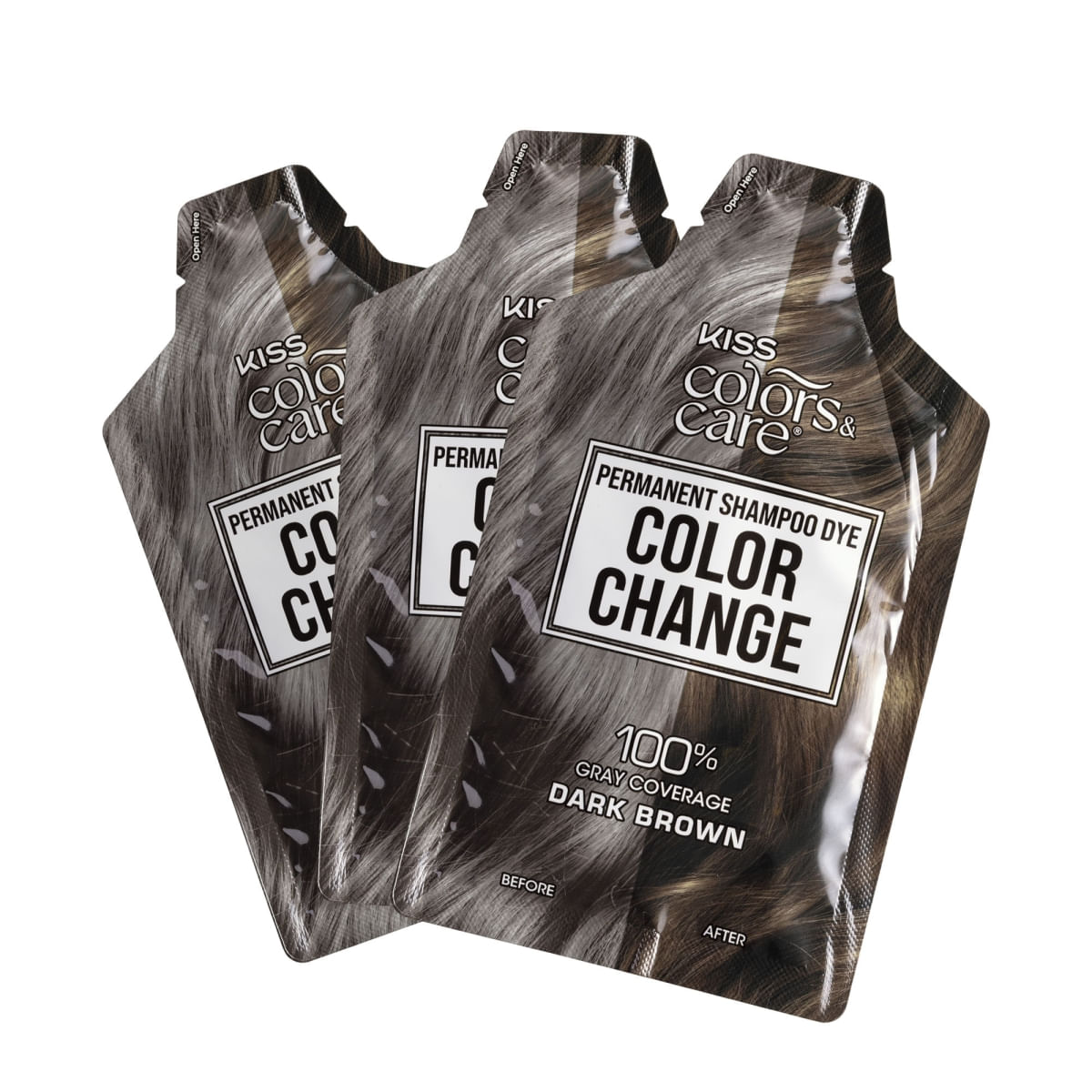 Kit com 4 Shampoos Tonalizante Color Change Castanho Escuro - Kiss