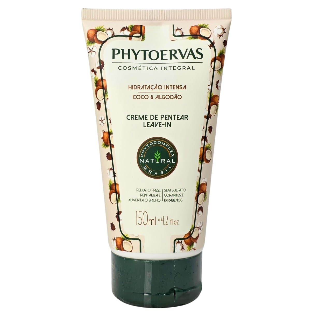 Creme de Pentear Leave-in Hidratação Intensa Coco e Algodão Phytoervas 150ml