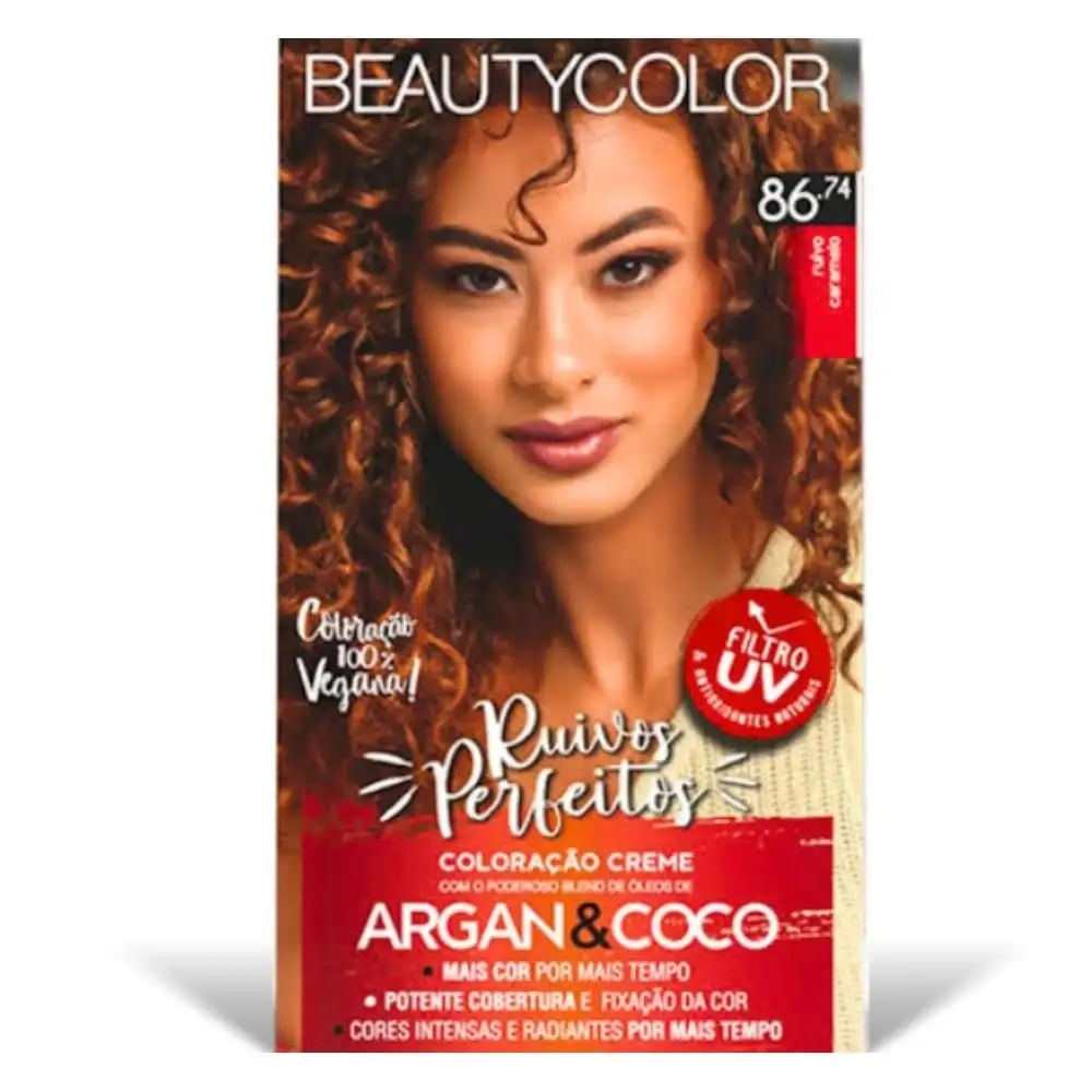 Coloração 86.74 Ruivo Caramelo Beautycolor 45g