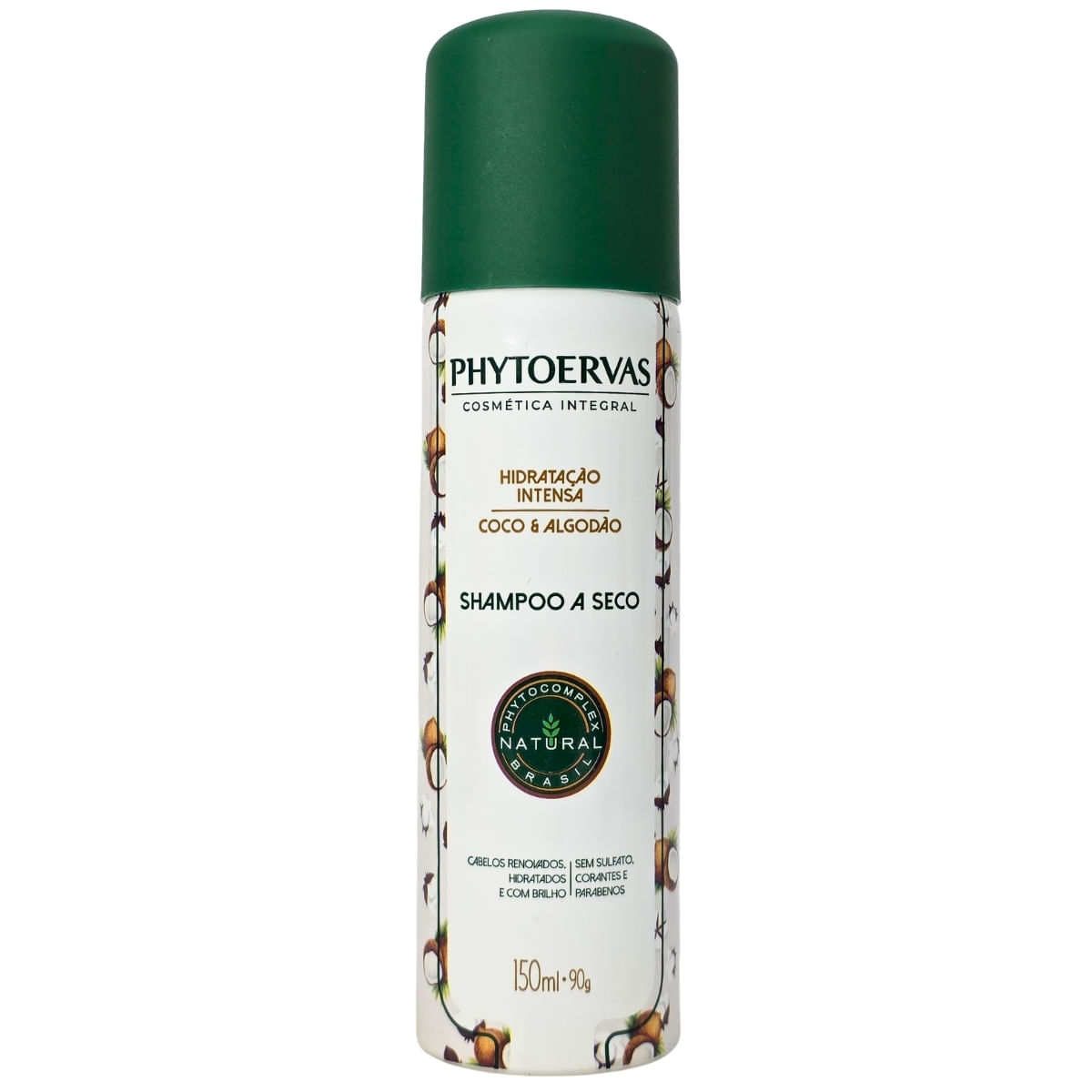 Shampoo a Seco Hidratação Intensa Coco e Algodão Phytoervas 150ml / 90g