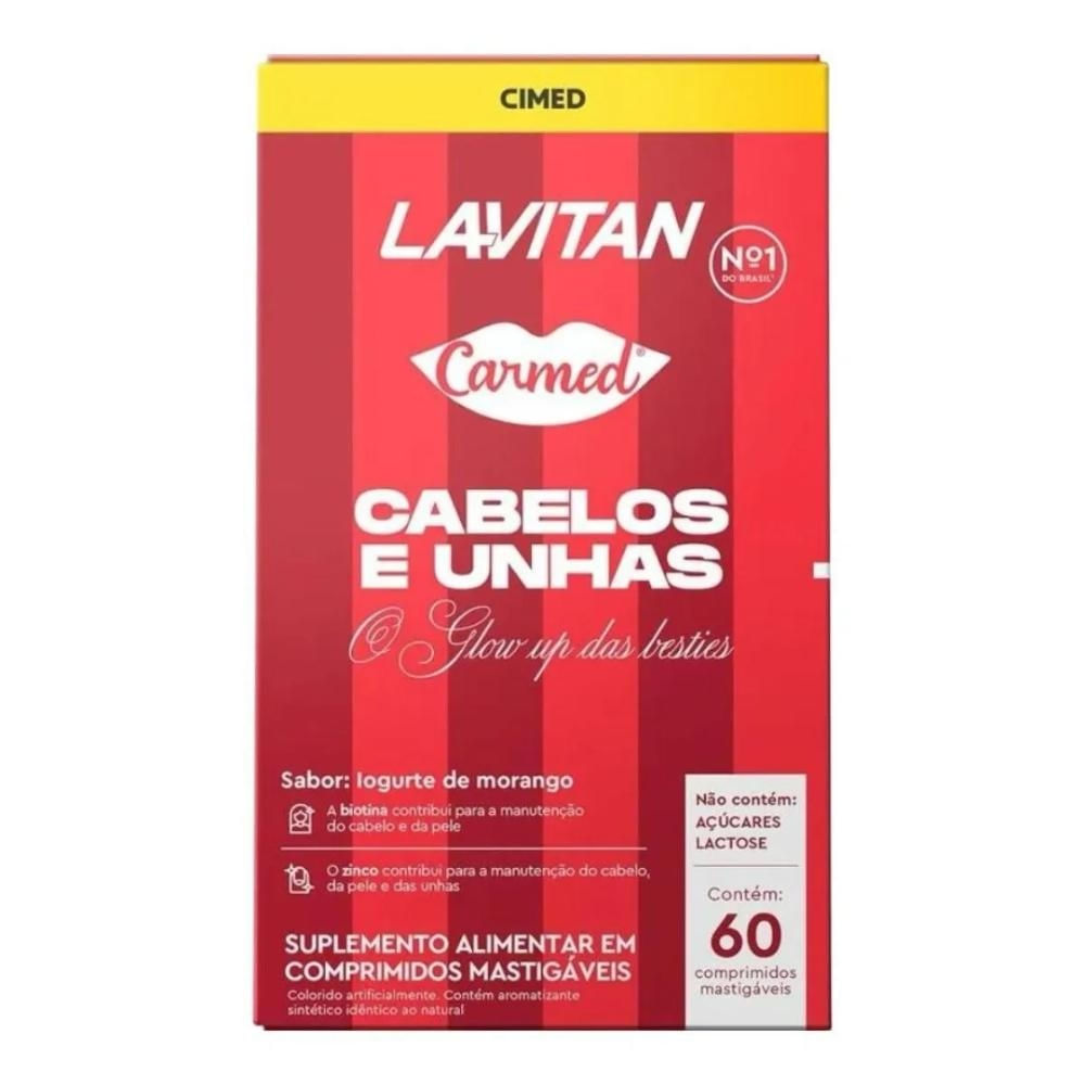 Lavitan Cabelos e Unhas Carmed Polivitamínico 60 Comprimidos Mastigável