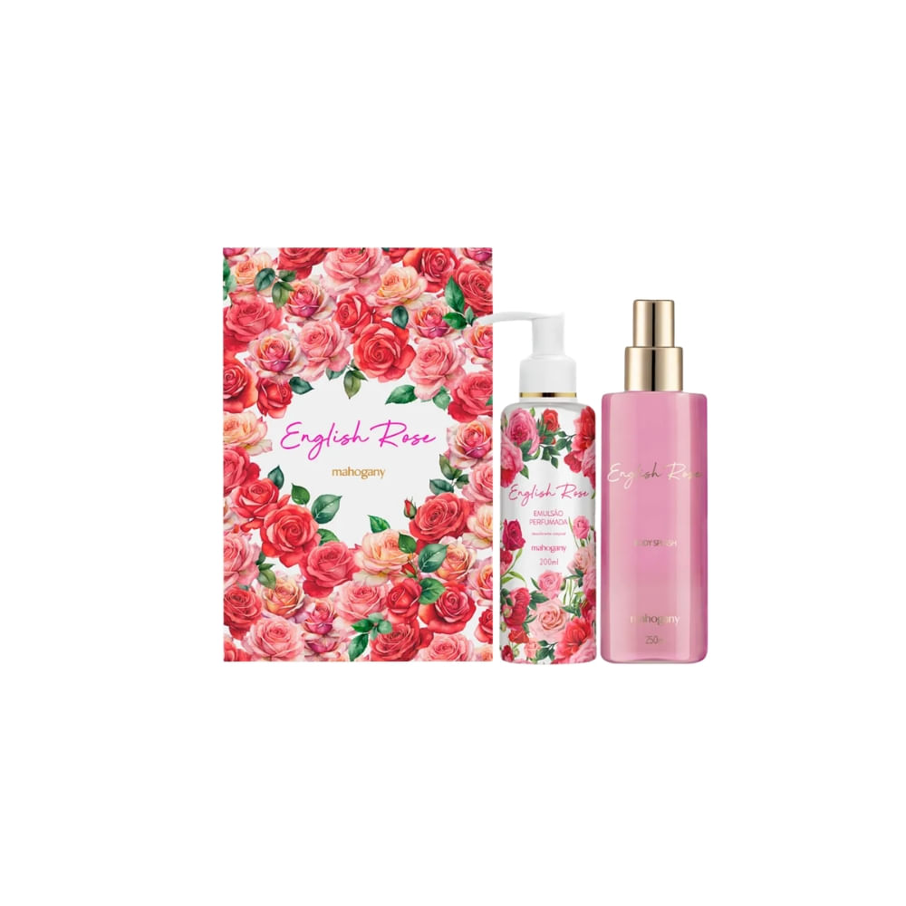 O Kit English Rose combina Sabonete Líquido 200 ml e Body Splash 250 ml que traduz uma experiência completa de autocuida