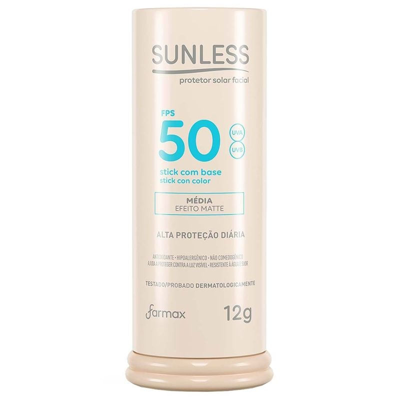 Protetor Solar  Facial Stick Sunless Fps 50 Com Base Media 12Gr