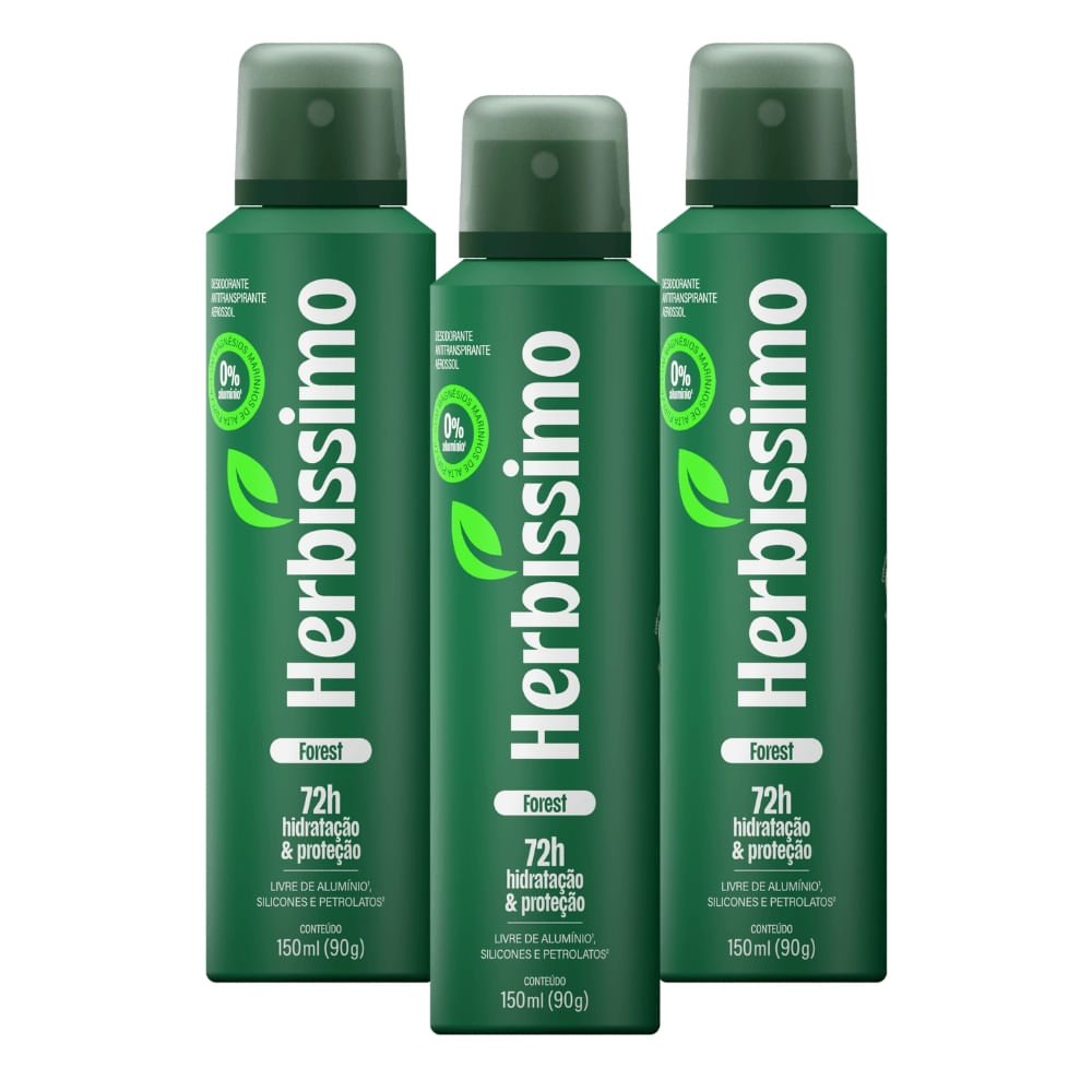 Kit Desodorante Antitranspirante Aerossol Zero Alumínio Herbíssimo