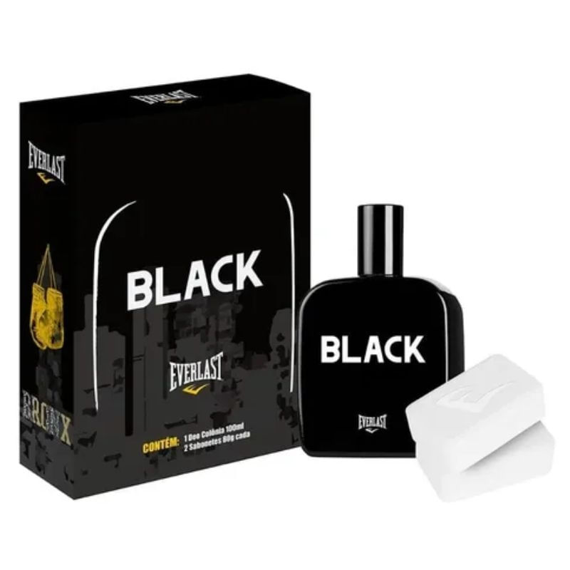 Kit Everlast Black (1 Deo Colônia 100ml + 2 Sabonetes em barra 80g)