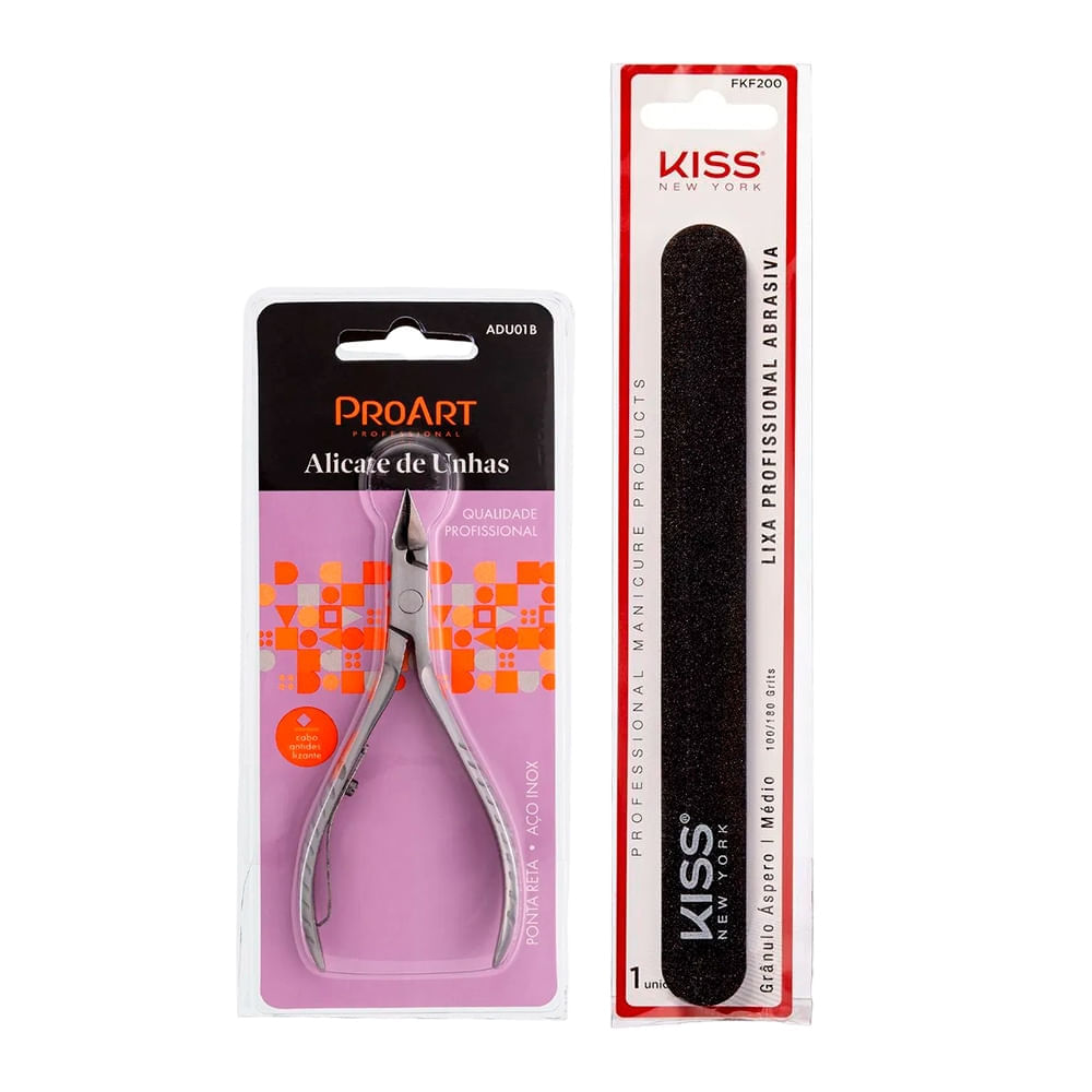 Kit Alicate de Unhas + Lixa Profissional Abrasiva - Kiss New York