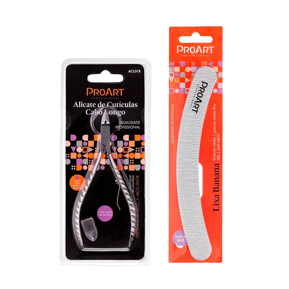 Kit Alicate de Cutículas Cabo Longo + Lixa Banana - ProArt