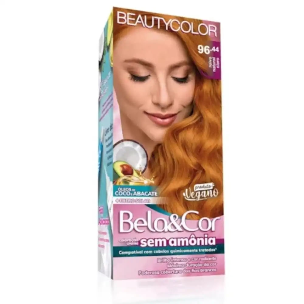 Coloração sem Amônia 96.44 Ruivo Natural Claro Bela&Cor