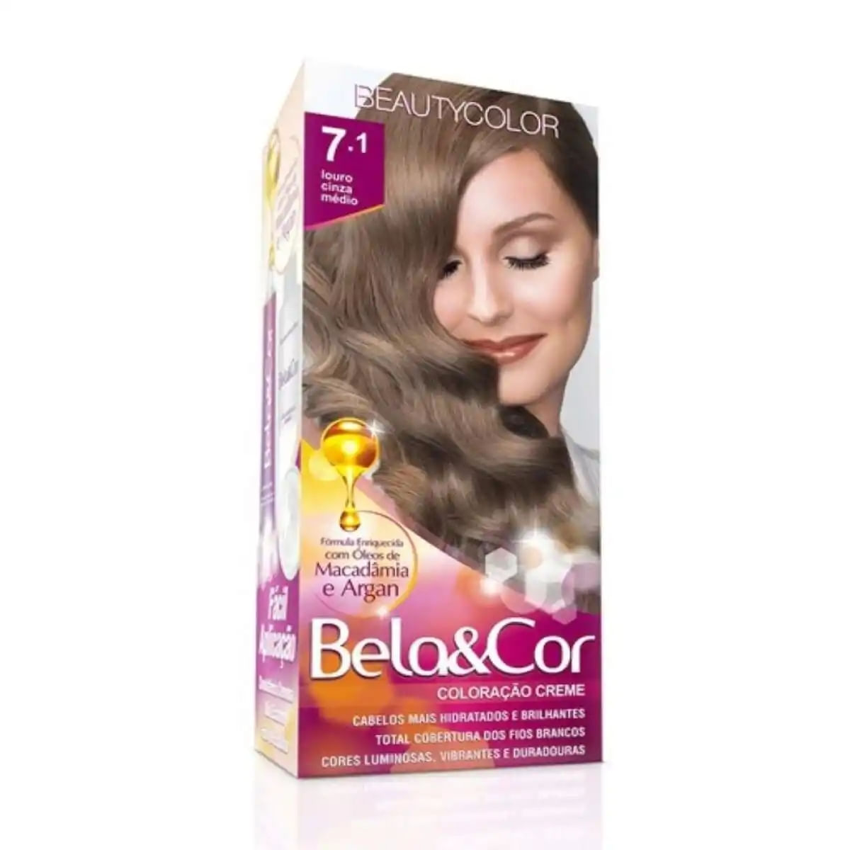 Coloração Loiro Cinza Médio 7.1 Bela&Amp;Cor Beautycolor