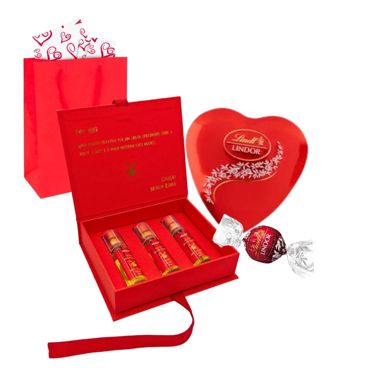 Presente Dia dos Namorados Perfume e Chocolate Lindt Moulin Rouge