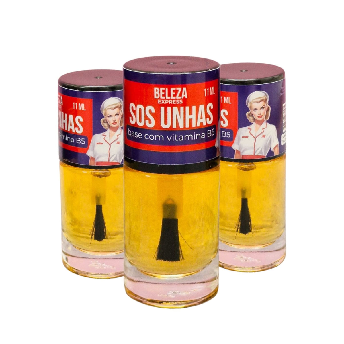 2x1 Base fortalecedora com vitamina B5 SOS unhas Beleza Express
