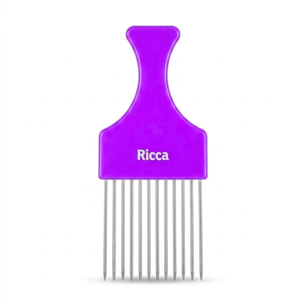 Pente Garfo de Metal Para Cachos Roxo Belliz Ricca Cod.2407