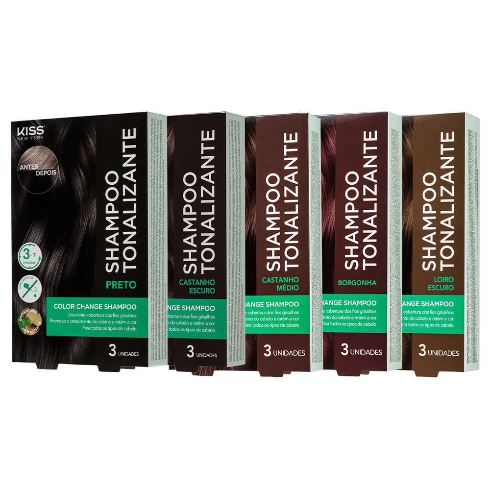 Kit com 5 Shampoos Tonalizantes Color Change Todas as Cores - Kiss New York