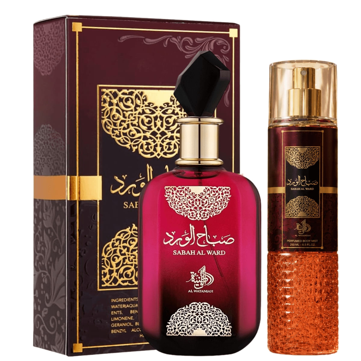 Kit Sabah Al Ward Al Wataniah Eau de Parfum 100ml + BodySplash 250ml