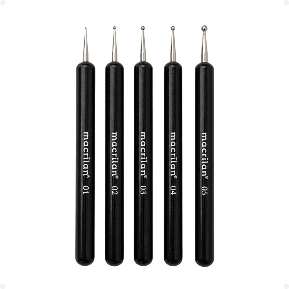 Kit Pincéis Boleador para Unhas Macrilan 5un B701