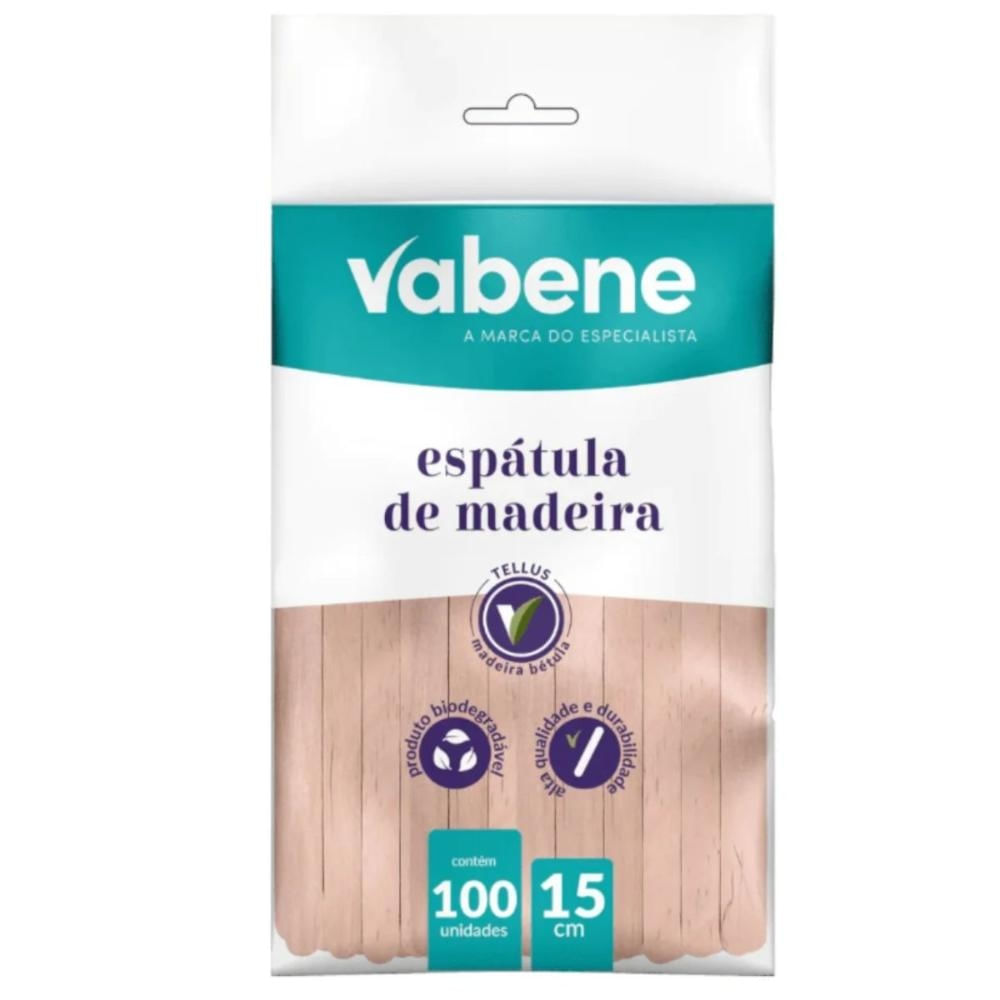 Espátula De Madeira Vabene Descartável 15cm Com 100 Unidades
