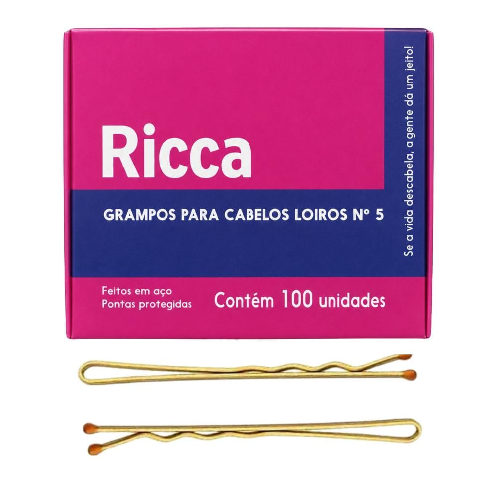 Grampos Para Cabelos Loiros Ricca Nº 5 Com 100 unidades Cód. 3108