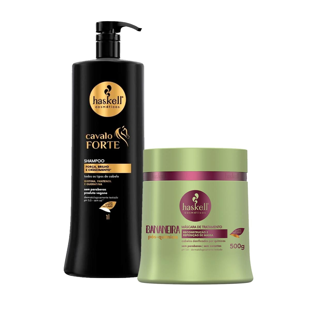 Kit Shampoo Haskell Cavalo Forte 1L + Máscara Bananeira 500g