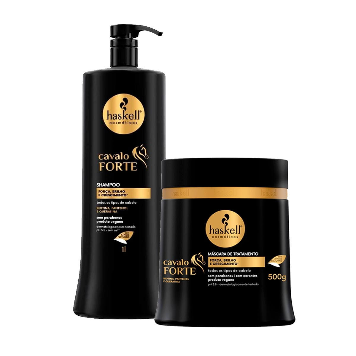 Kit Shampoo Haskell Cavalo Forte 1 Litro + Máscara 500g