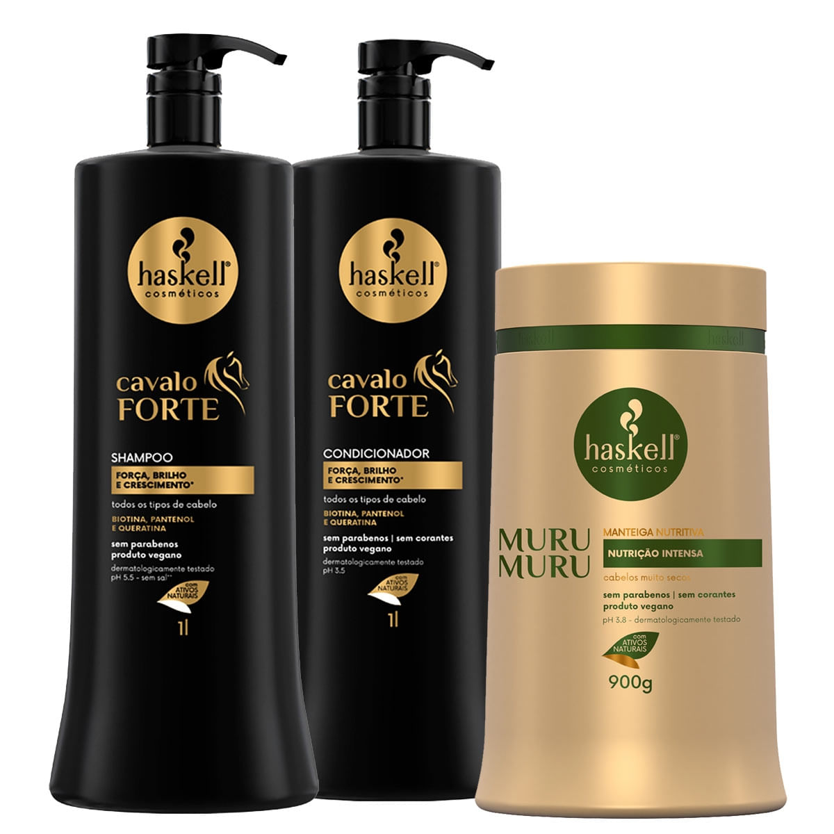Kit Haskell Cavalo Forte Shp/Cond 1L + Máscara Murumuru 900g