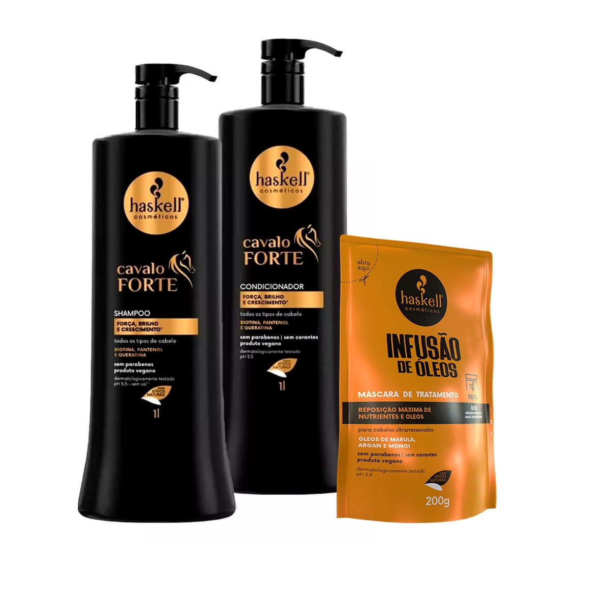 Kit Haskell Cavalo Forte Shp/Cond 1 Litro (+BrindeRefil200g)