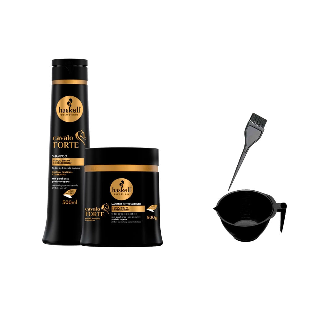 Kit Haskell Cavalo Forte Shp 500ml e Máscara 500gr +Cumbuca