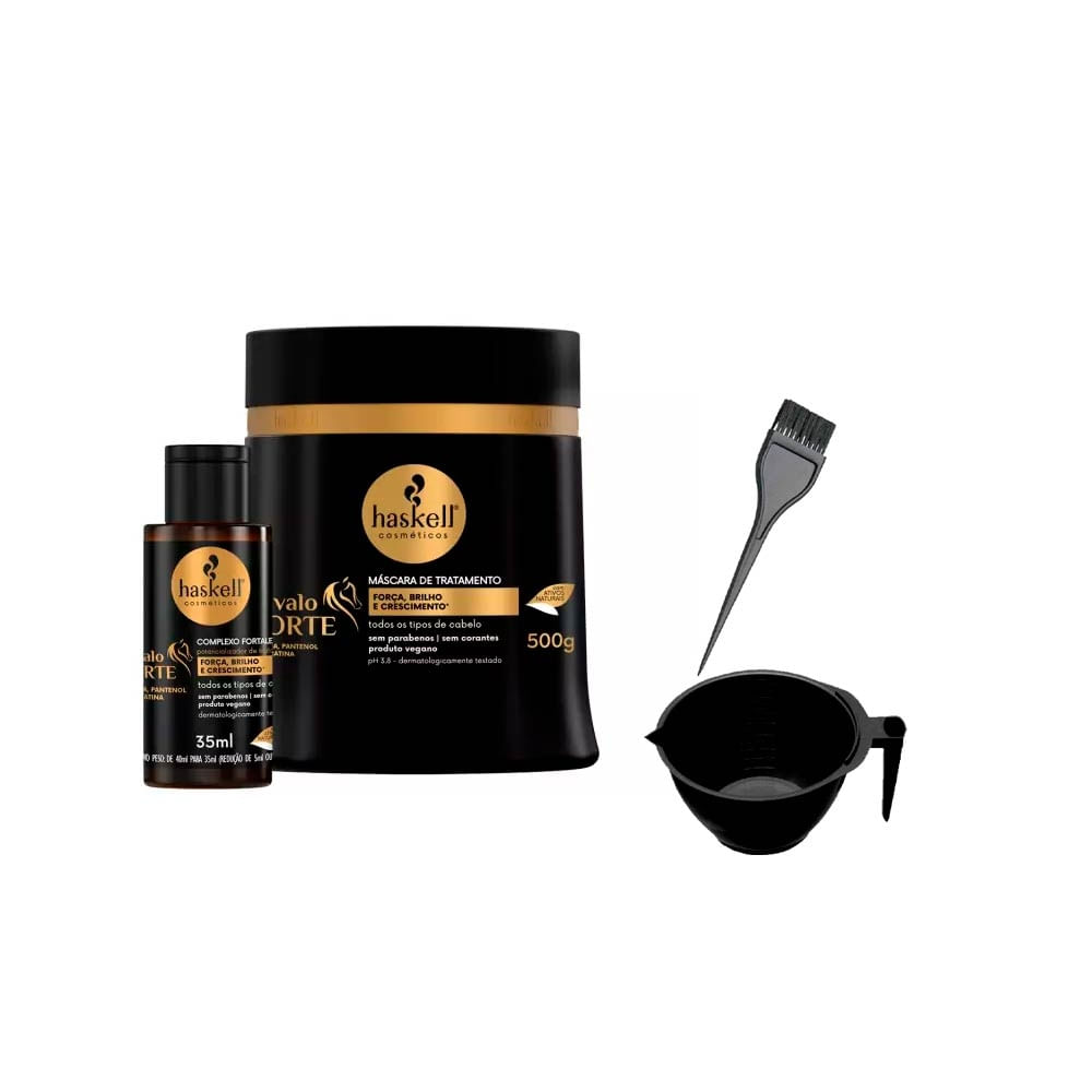 Kit Haskell Cavalo Forte Máscara 500g Complexo 35ml +Cumbuca