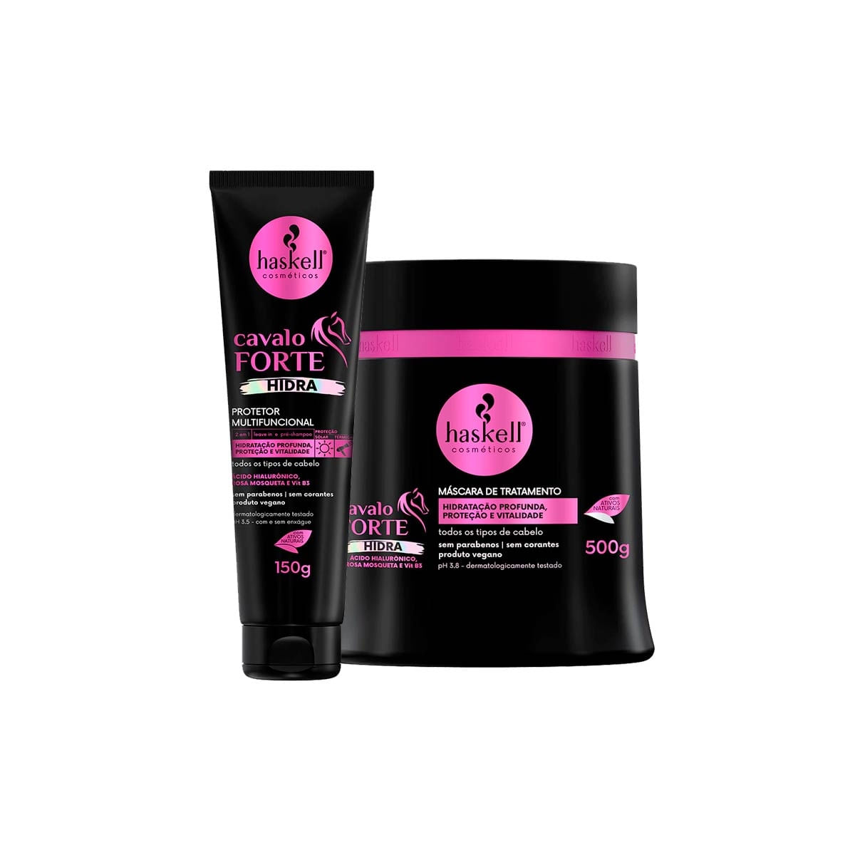 Kit Haskell Cavalo Forte Hidra Máscara 500g + Leave In
