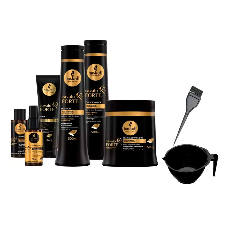 Kit Haskell Cavalo Forte 6 Produtos 500ml +Cumbuca