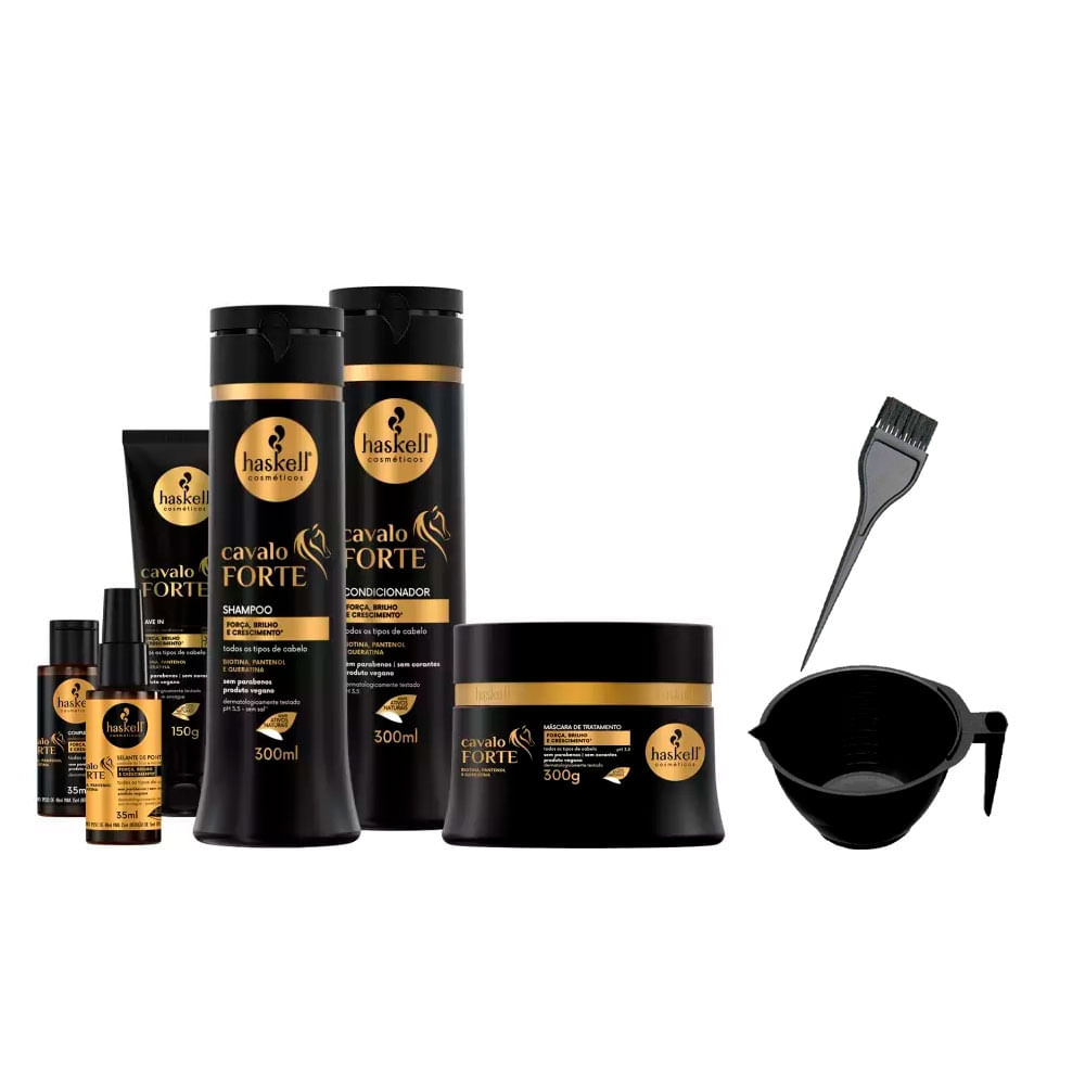 Kit Haskell Cavalo Forte 6 Produtos 300ml +Cumbuca