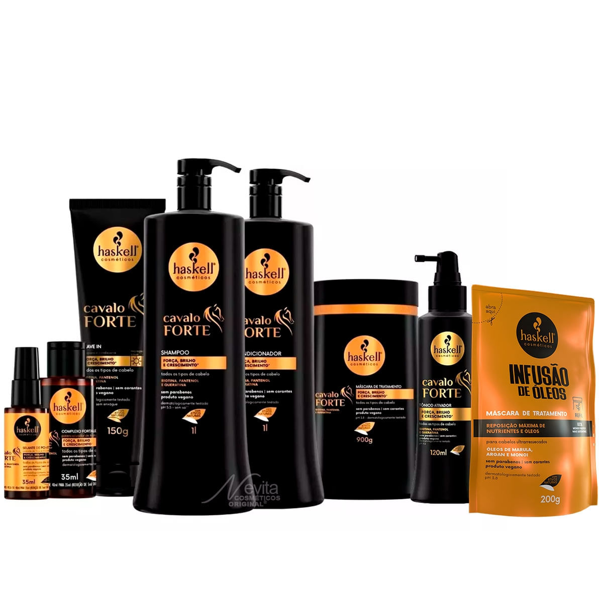 Kit Haskell Cavalo Forte Completo 1 Litro 7 Itens (+BrindeRefil200g)