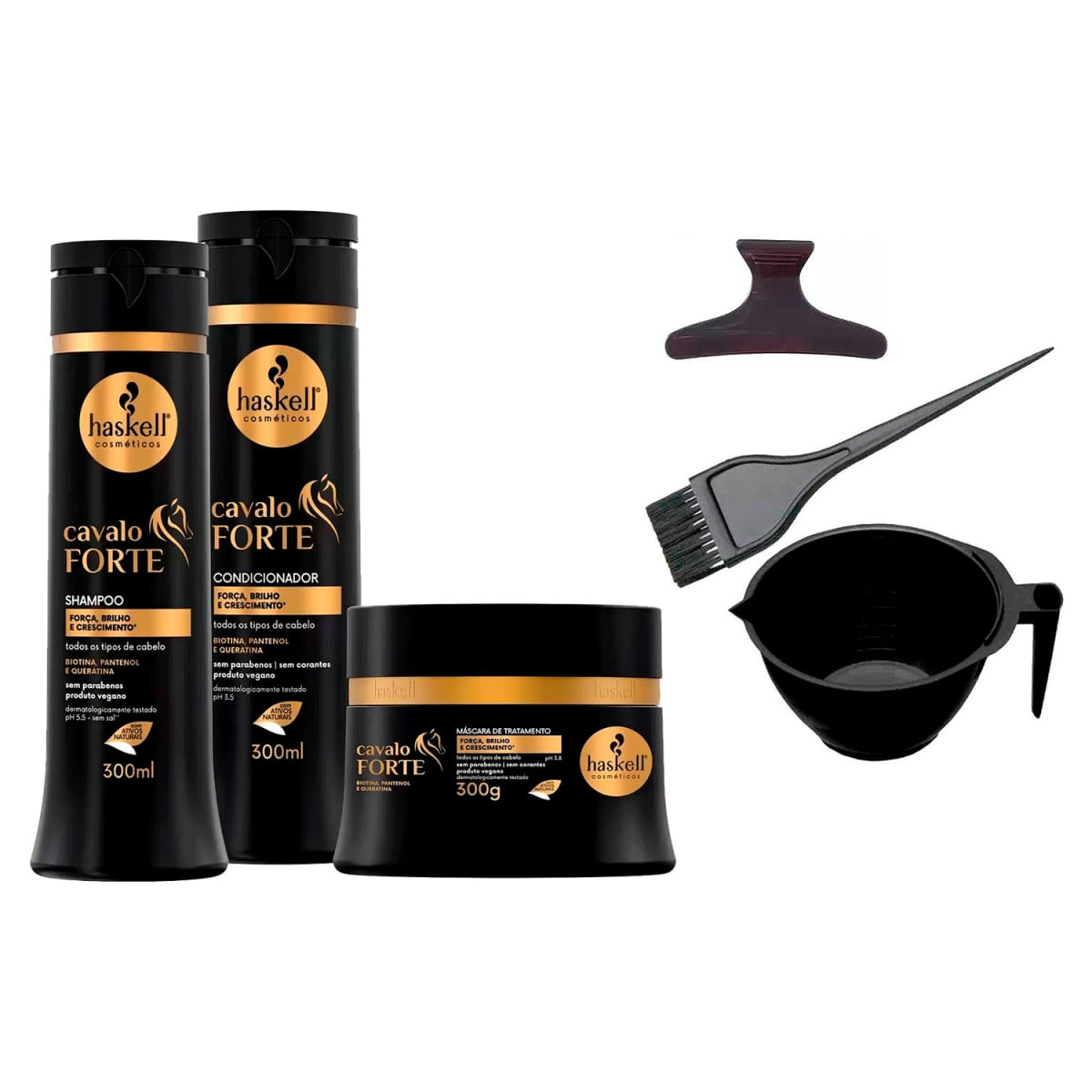 Haskell Cavalo Forte Trio Crescimento 300ml+Cumbuca/Presilha