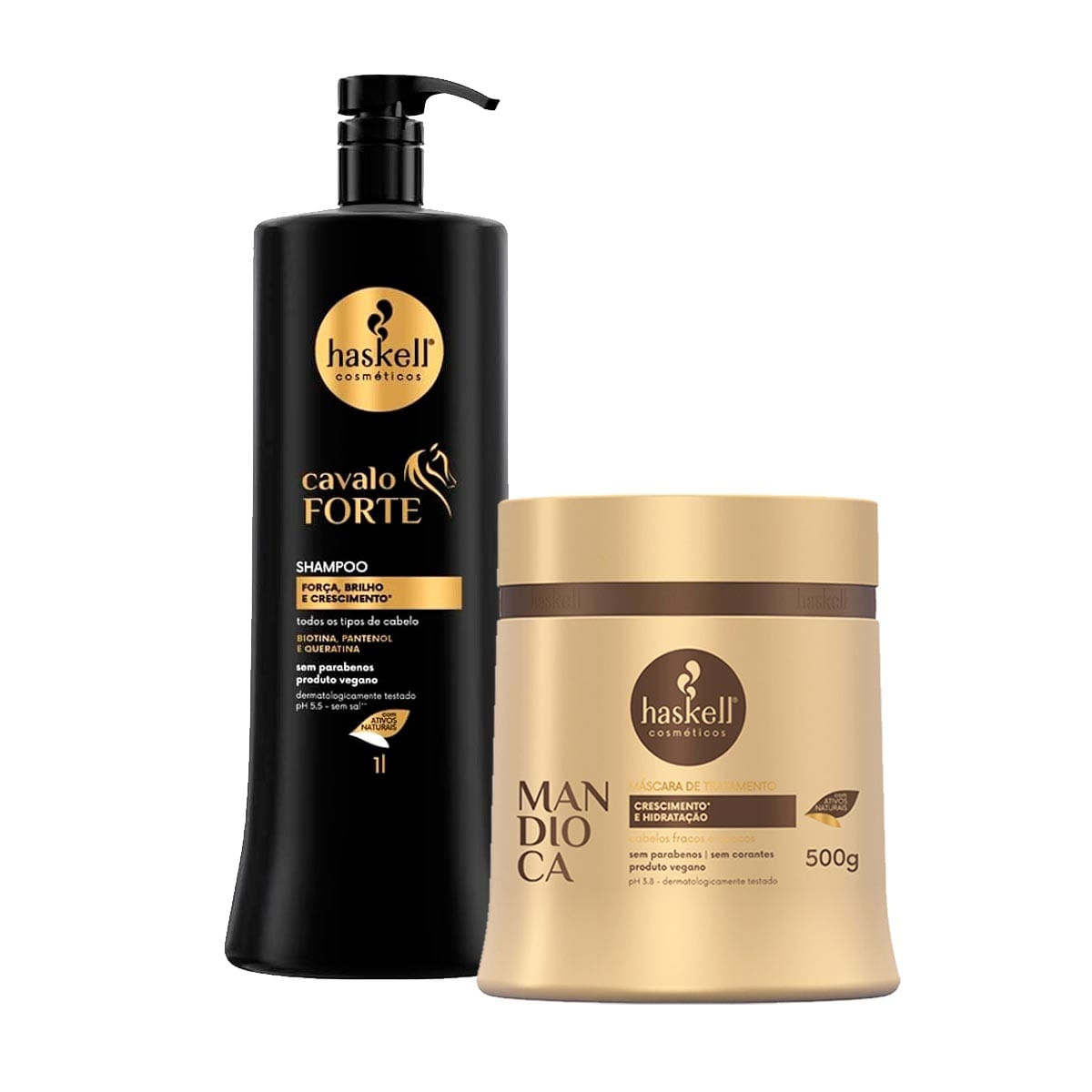 Kit Shampoo Haskell Cavalo Forte 1L + Máscara Mandioca 500g