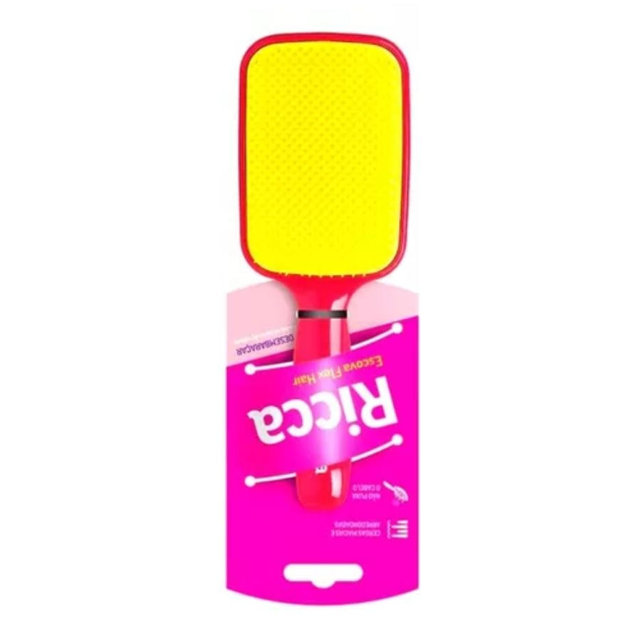 Escova de Cabelo Ricca Flex Hair Rosa / Amarela
