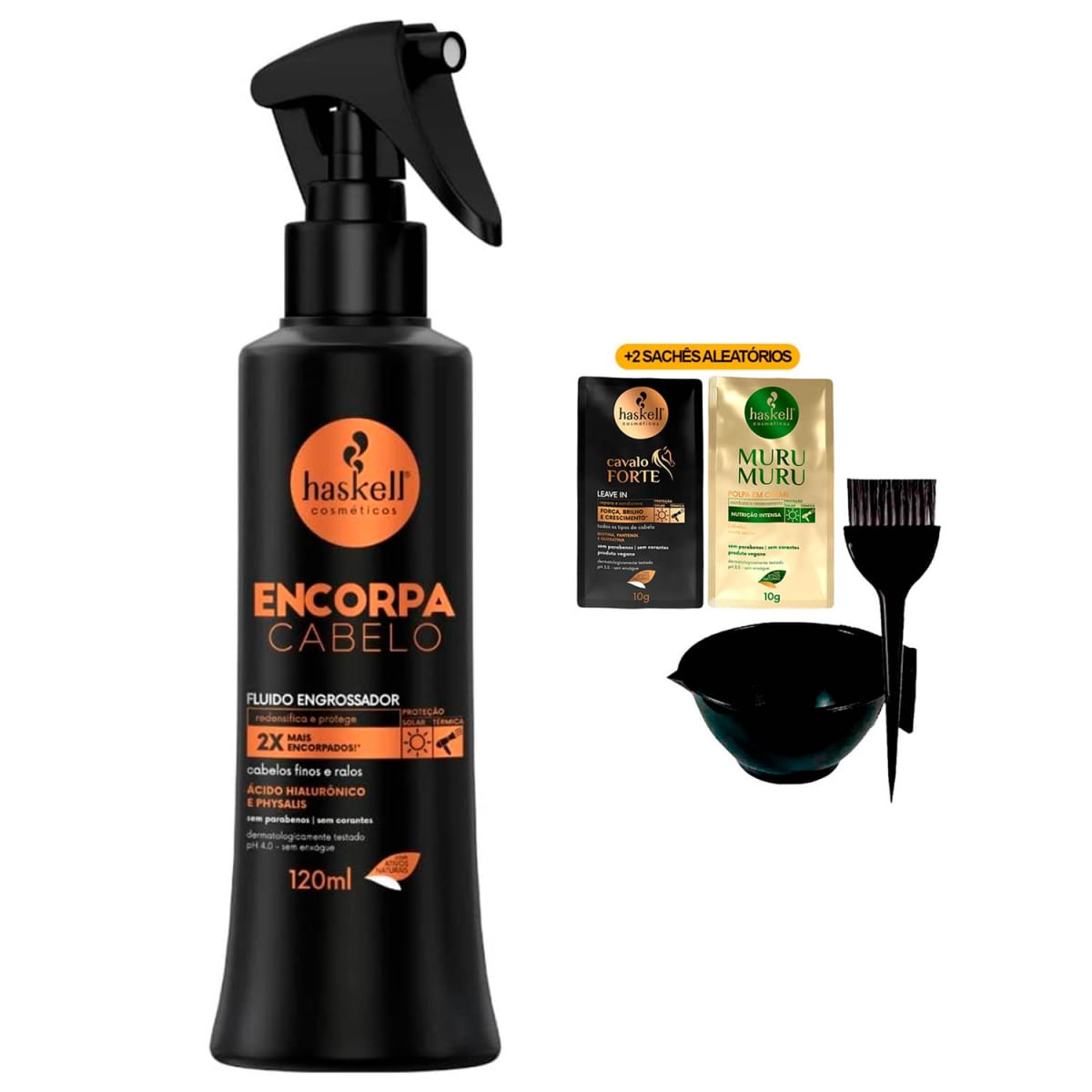 Fluido Encorpa Cabelo Haskell Mais Volume Pro Cabelo 120Ml + Cumbuca/Sachês