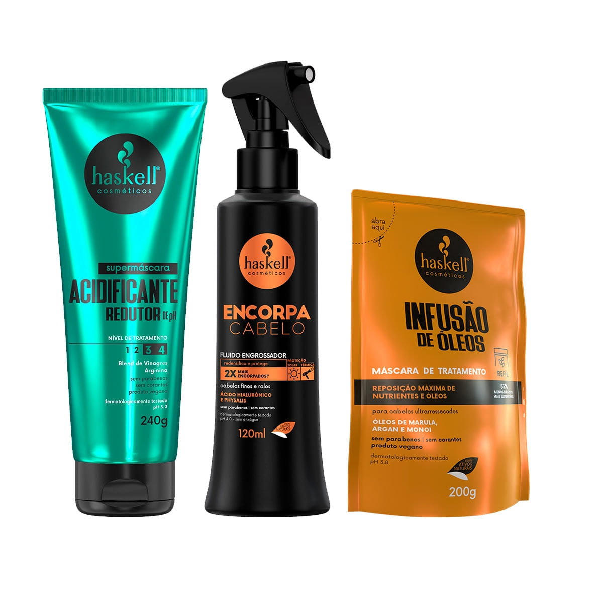Haskell Acidificante 240g + Fluido Encorpa Cabelo (+BrindeRefil200g)