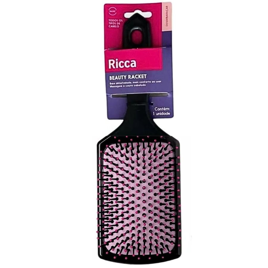Escova de Cabelo Ricca Raquete Almofadada