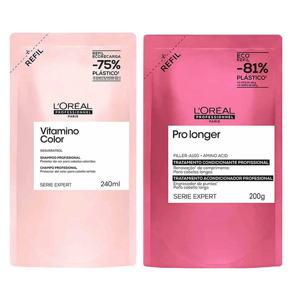 Kit L'Oréal Professionnel Refil - Shampoo Vitamino Color + Máscara Pro Longer