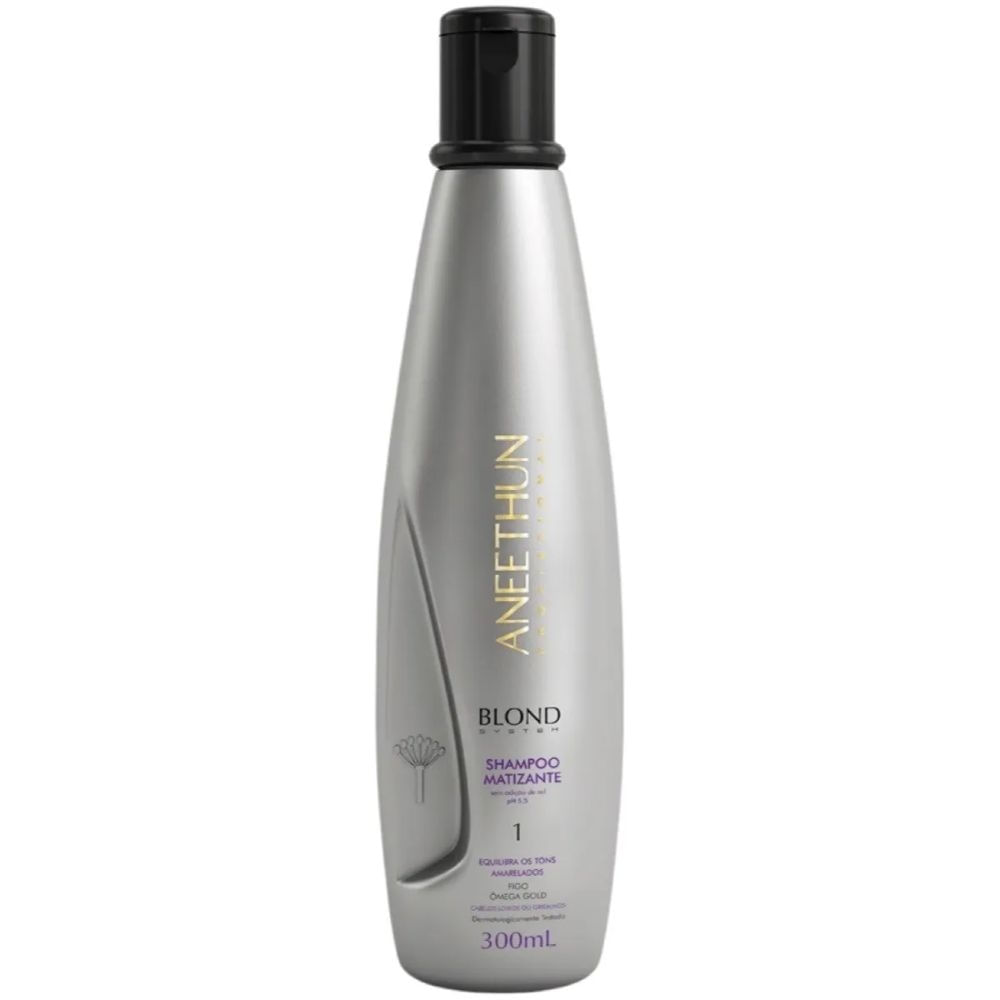 Aneethun Blond System Shampoo Matizante 300ml – Neutraliza Amarelado e Realça o Loiro