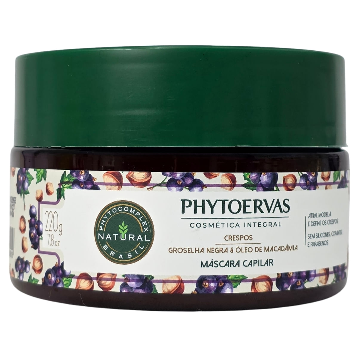 Máscara Capilar Crespos Groselha Negra e Óleo de Macadâmia Phytoervas 220g