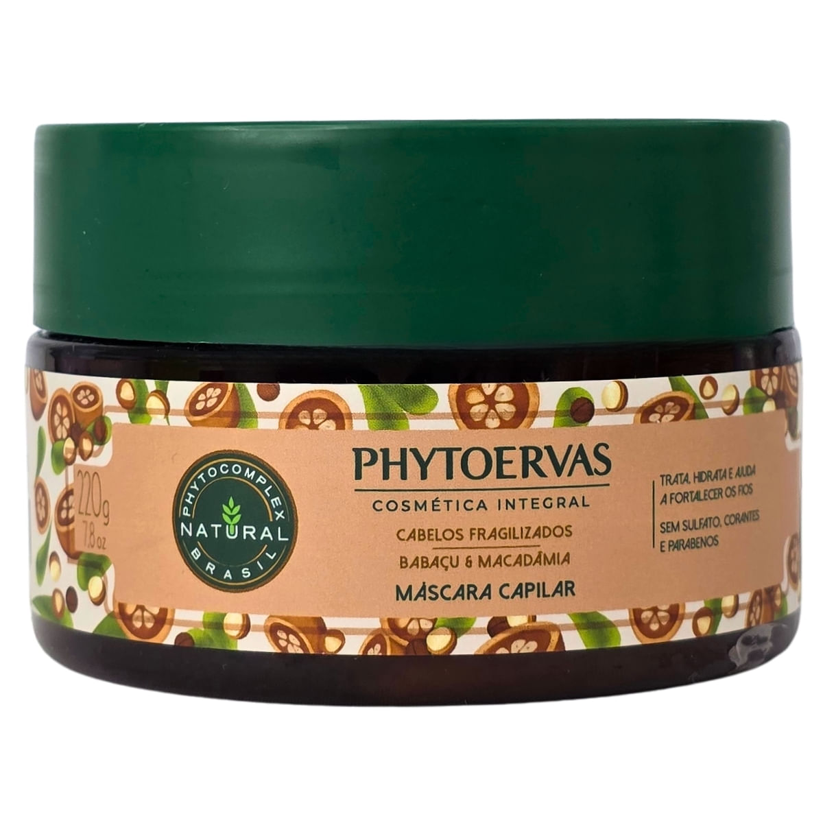 Máscara Capilar Cabelos Fragilizados Babaçu e Macadâmia Phytoervas 220g