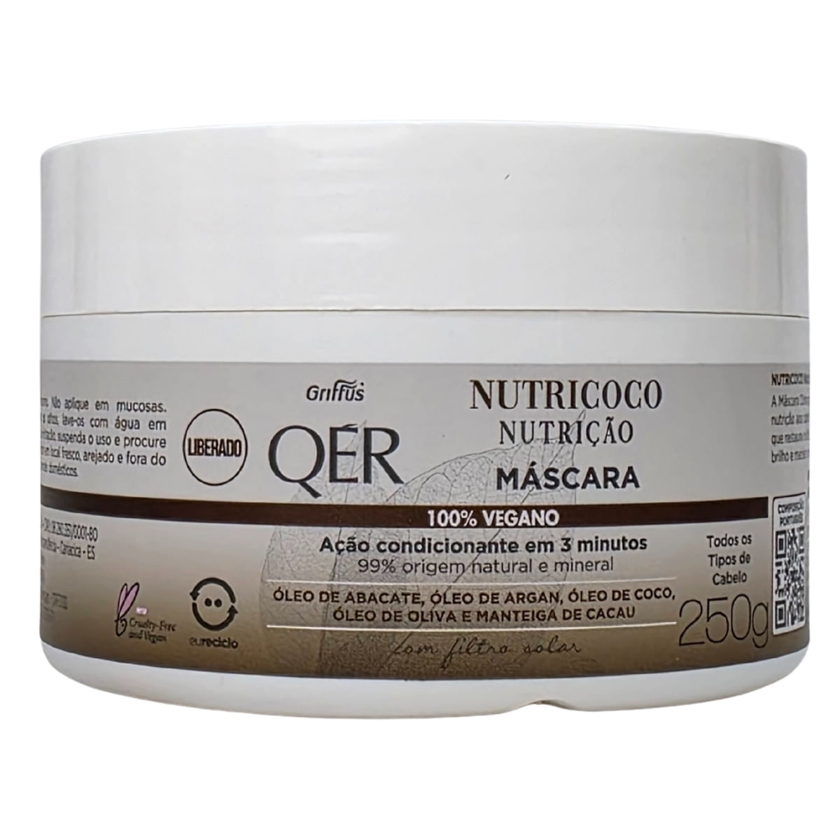 Máscara Capilar Nutrição Nutricoco Vegano Qér Griffus 250G
