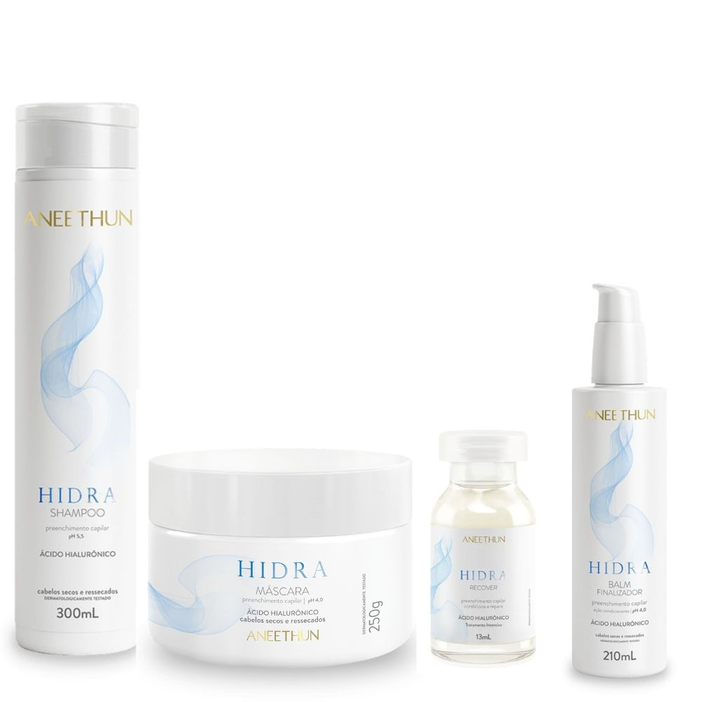 Kit Aneethun Hialurônico Hidra Completo 4 Produtos Hidratação Profunda Ácido Hialurônico Profissional