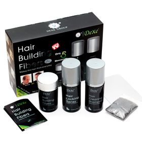 Kit-Disfarce-de-Calvicie---Spray-Fixador---Shampoo-Dexe-Hair-Fibers
